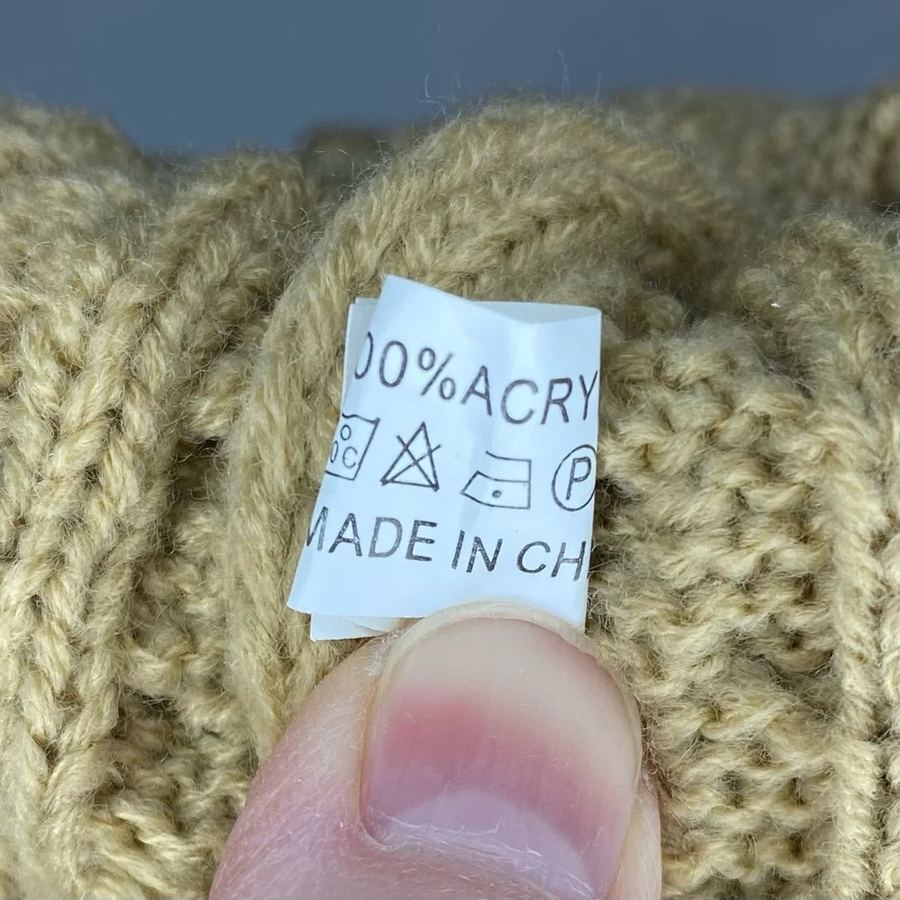 CC Tan Cable Knit Pom Pom Beanie Size 0-6M